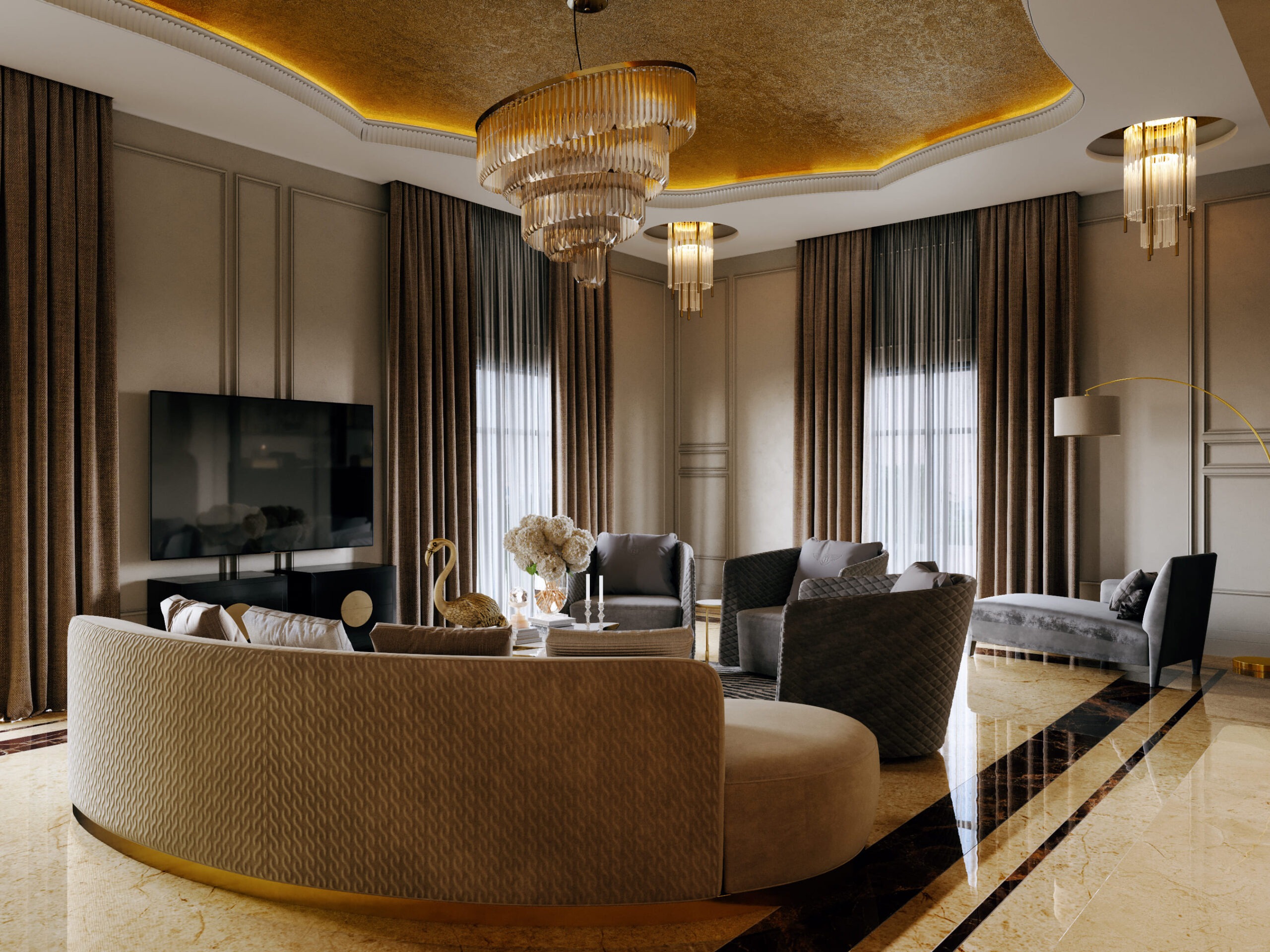 Interior design of AMR Villa by KG Design Living room